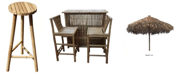 Bamboo Bar With Grass Roof with. 2 Chairs